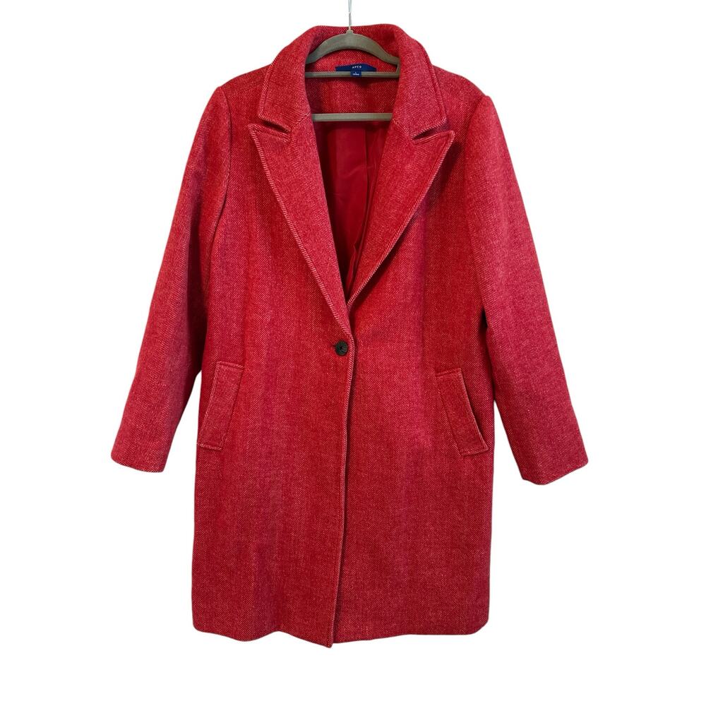 Apt. 9 Knee Length Red Jacket Size Large L Excellent Condition